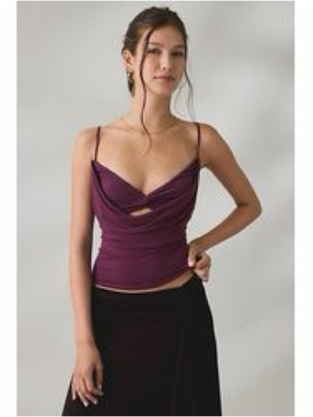 UO Katarina Twist-Front Layered Cowl Cami